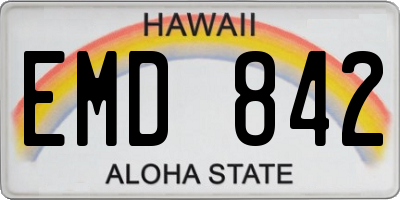 HI license plate EMD842