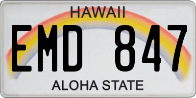 HI license plate EMD847