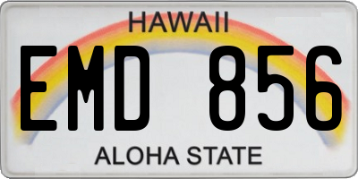 HI license plate EMD856