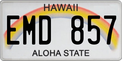HI license plate EMD857