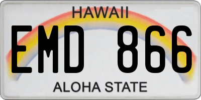 HI license plate EMD866