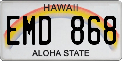HI license plate EMD868