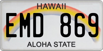 HI license plate EMD869