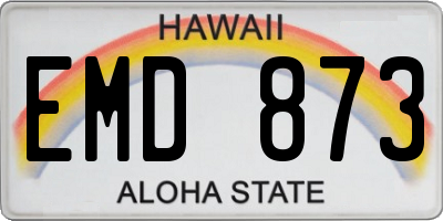 HI license plate EMD873