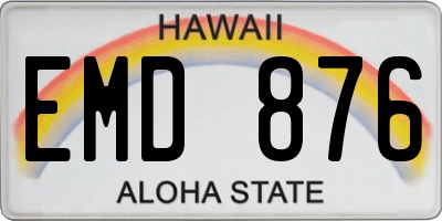 HI license plate EMD876