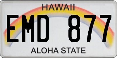 HI license plate EMD877