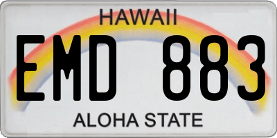 HI license plate EMD883