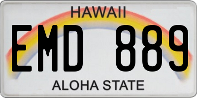 HI license plate EMD889