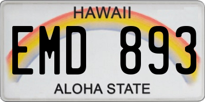 HI license plate EMD893
