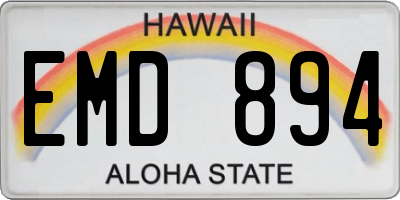 HI license plate EMD894