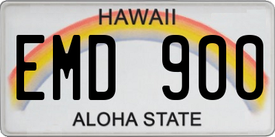 HI license plate EMD900