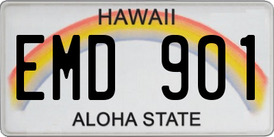 HI license plate EMD901