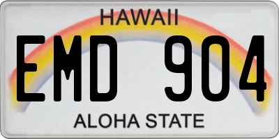 HI license plate EMD904
