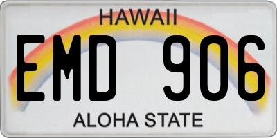 HI license plate EMD906