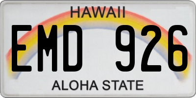HI license plate EMD926