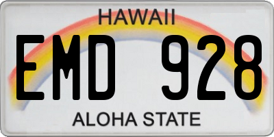 HI license plate EMD928