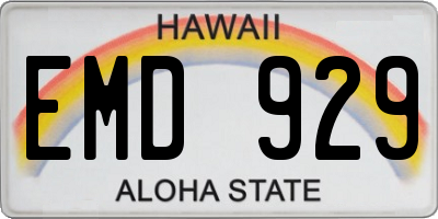 HI license plate EMD929