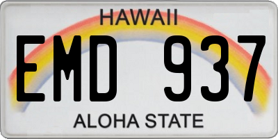HI license plate EMD937