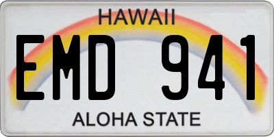HI license plate EMD941
