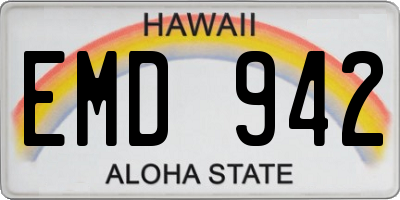HI license plate EMD942