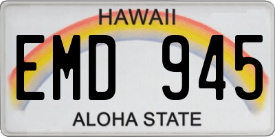 HI license plate EMD945