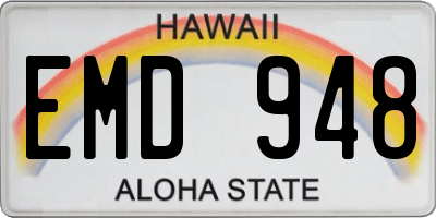 HI license plate EMD948