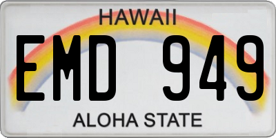 HI license plate EMD949