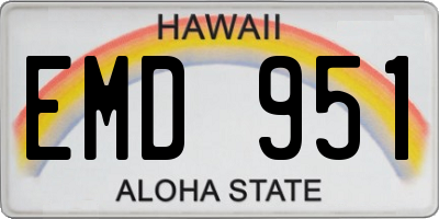 HI license plate EMD951
