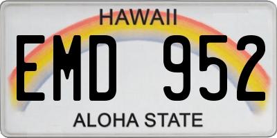 HI license plate EMD952