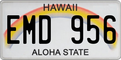 HI license plate EMD956