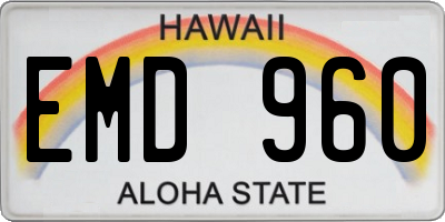 HI license plate EMD960