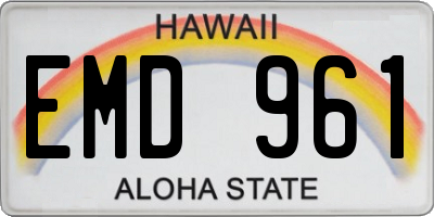 HI license plate EMD961