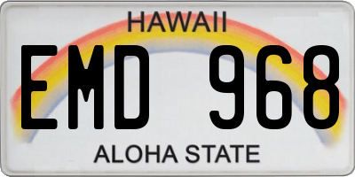HI license plate EMD968