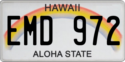 HI license plate EMD972