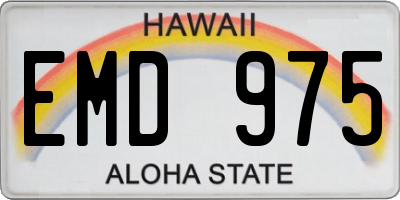 HI license plate EMD975