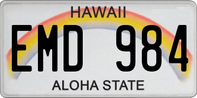 HI license plate EMD984
