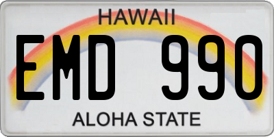 HI license plate EMD990
