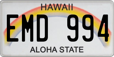 HI license plate EMD994