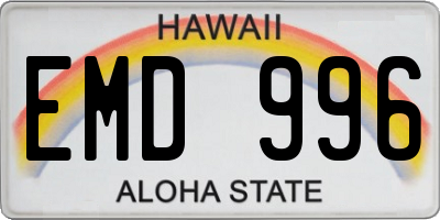HI license plate EMD996