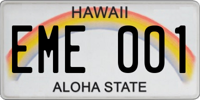 HI license plate EME001