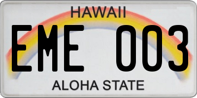 HI license plate EME003