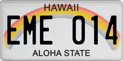 HI license plate EME014