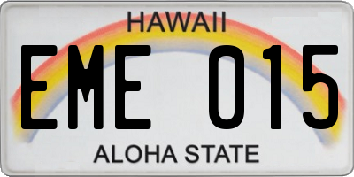 HI license plate EME015