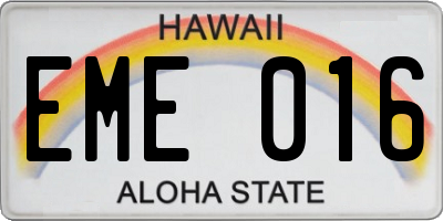 HI license plate EME016