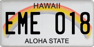 HI license plate EME018