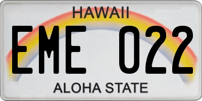 HI license plate EME022