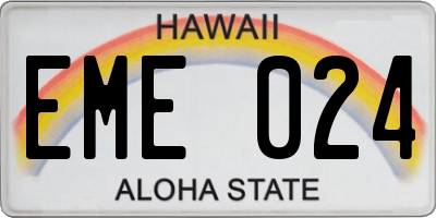 HI license plate EME024