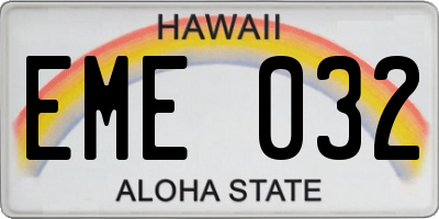 HI license plate EME032