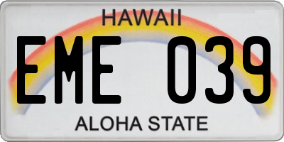 HI license plate EME039