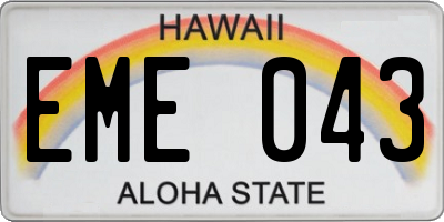 HI license plate EME043